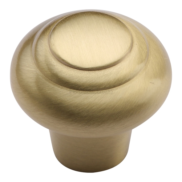 C3985 32-SB • 32 x 15 x 30mm • Satin Brass • Heritage Brass Ringed Bun Cabinet Knob